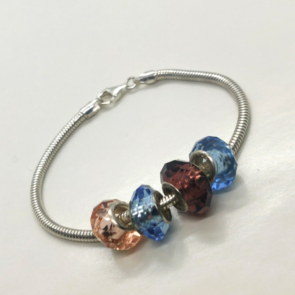 Sterling silver BeCharmed bracelet in EUC